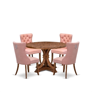 East West Furniture Irving 5-Piece Dining Room Table Set in Walnut Finish