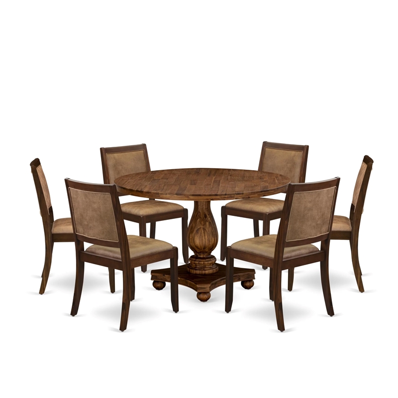 East West Furniture Irving 7 Piece A Dinner Table Set in Walnut Finish