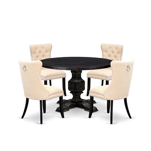 East West Furniture Irving 5-Piece Kitchen Dining Set in Black Finish