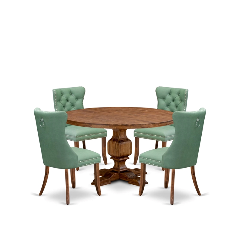 East West Furniture Irving 5-Piece Mid Century Dining Set in Walnut Finish