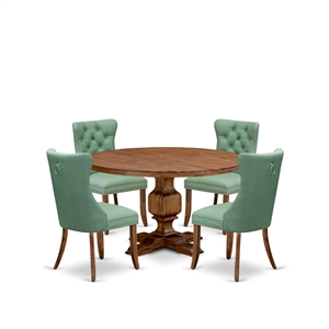 East West Furniture Irving 5-Piece Mid Century Dining Set in Walnut Finish