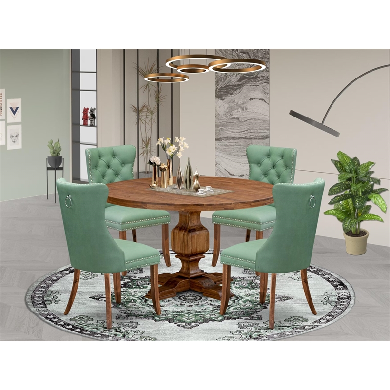 East West Furniture Irving 5-Piece Mid Century Dining Set in Walnut Finish