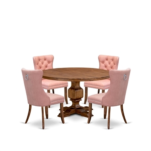 East West Furniture Irving 5-Piece Kitchen Dining Set in Walnut Finish