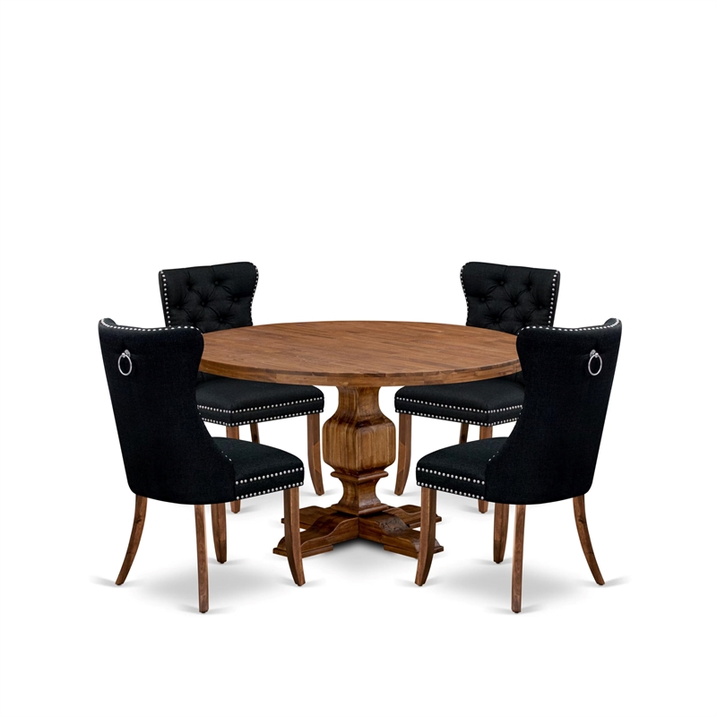 East West Furniture Irving 5-Piece Dining Table Set in Walnut Finish