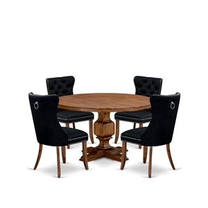 East West Furniture Irving 5-Piece Dining Table Set in Walnut Finish