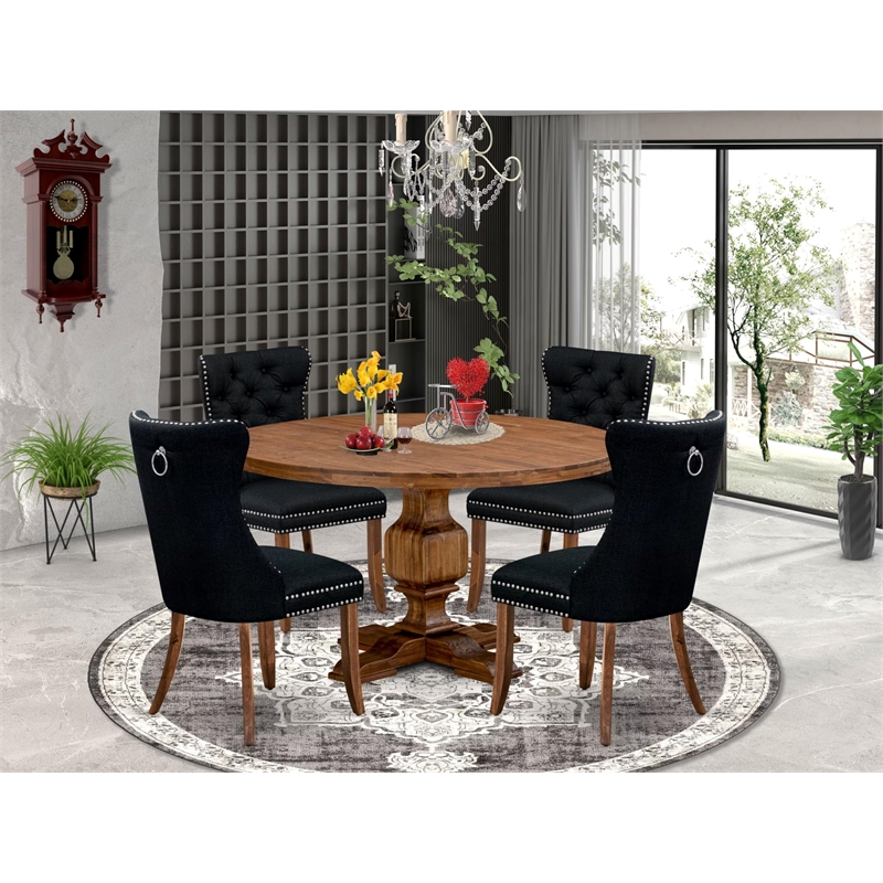 East West Furniture Irving 5-Piece Dining Table Set in Walnut Finish