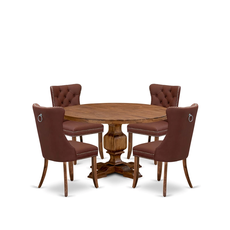 East West Furniture Irving 5-Piece Kitchen Dining Set in Walnut Finish