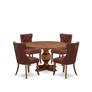 East West Furniture Irving 5-Piece Kitchen Dining Set in Walnut Finish