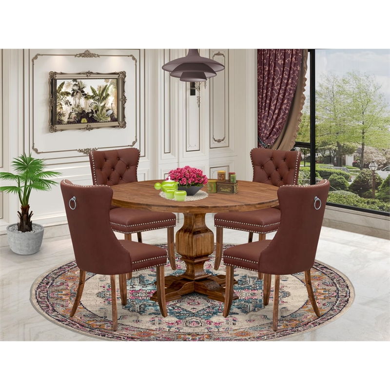 East West Furniture Irving 5-Piece Kitchen Dining Set in Walnut Finish