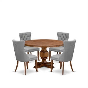 East West Furniture Irving 5-Piece Kitchen Dining Set in Walnut Finish
