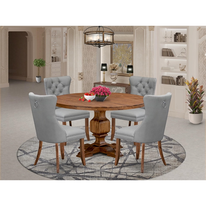 East West Furniture Irving 5-Piece Kitchen Dining Set in Walnut Finish