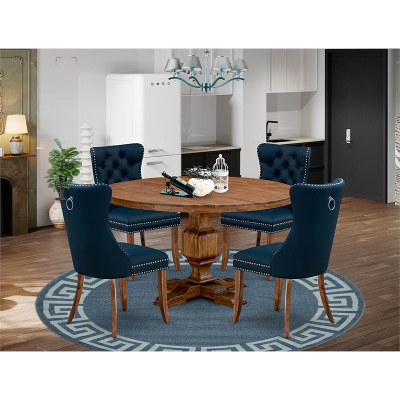 East West Furniture Irving 5-Piece Modern Dining Set in Walnut Finish