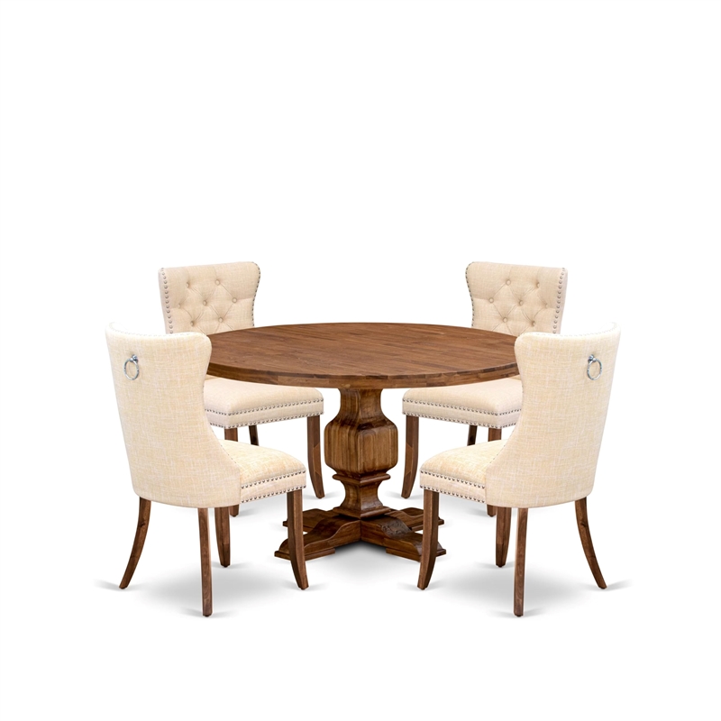 East West Furniture Irving 5-Piece Dining Table Set in Walnut Finish