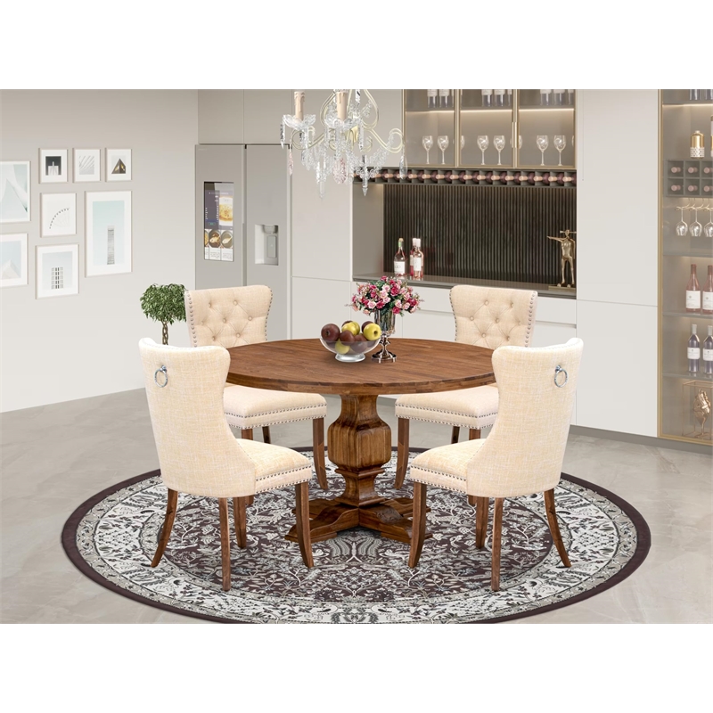 East West Furniture Irving 5-Piece Dining Table Set in Walnut Finish