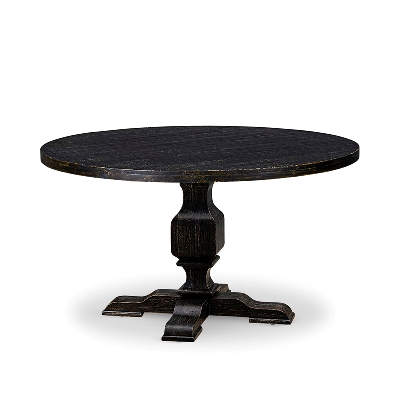 East West Furniture Irving 5 Piece Round Dining Table Set in Black Finish