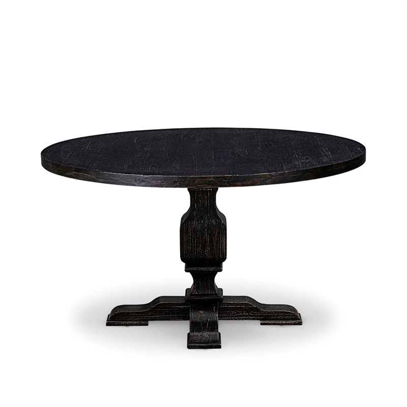 East West Furniture Irving 5 Piece Round Dining Table Set in Black Finish