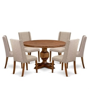 East West Furniture Irving 7-Piece Mid-Century Dining Set in Walnut Finish