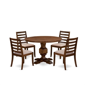 East West Furniture Irving 5 Piece A Dining Room Table Set in Walnut Finish