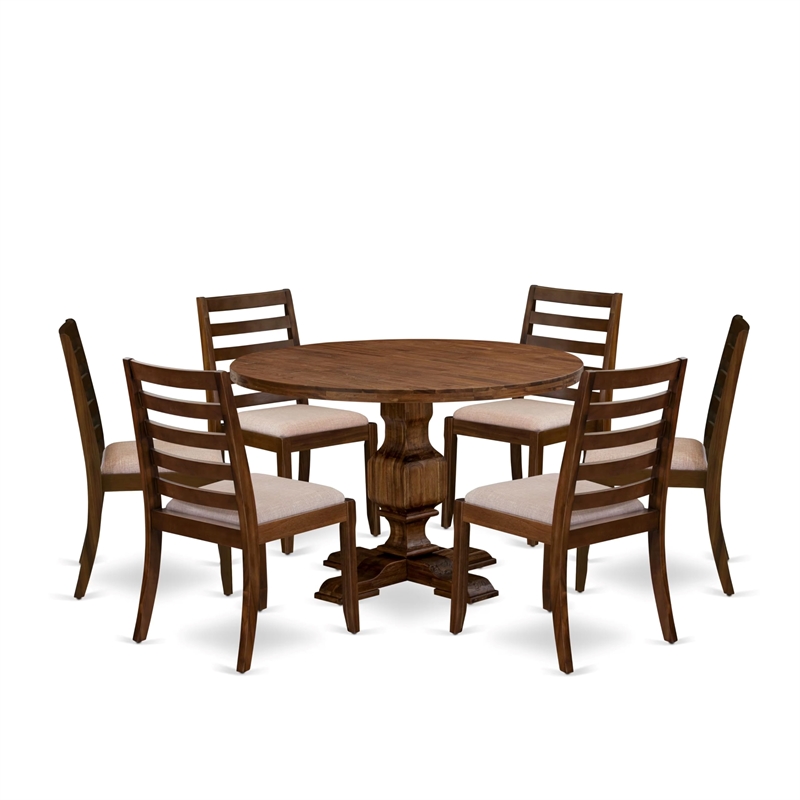 East West Furniture Irving 7 Piece A Dining Table Set in Walnut Finish