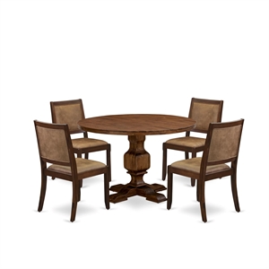 East West Furniture Irving 5 Piece A Kitchen Table Set in Walnut Finish