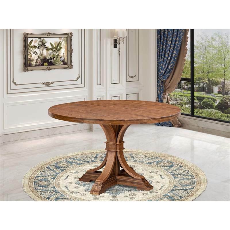 East West Furniture Irving Mid-Century Kitchen Table in Walnut Finish