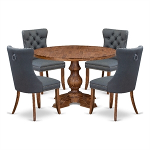 East West Furniture Irving 5-Piece Mid-Century Kitchen Table Set in Walnut