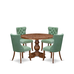 East West Furniture Irving 5-Piece Dinner Table Set in Walnut Finish