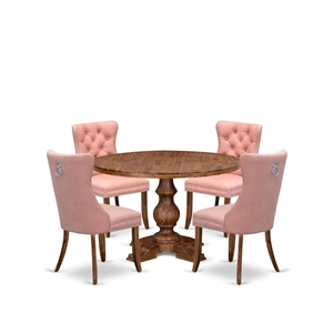 East West Furniture Irving 5-Piece Mid Century Dining Set in Walnut Finish
