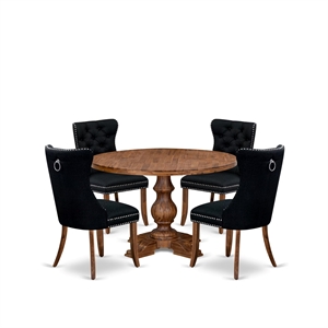 East West Furniture Irving 5-Piece Kitchen Dining Set in Walnut Finish