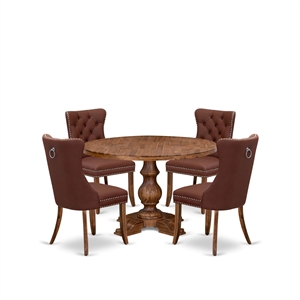 East West Furniture Irving 5-Piece Mid Century Dining Set in Walnut Finish