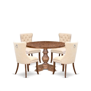 East West Furniture Irving 5-Piece Mid-Century Kitchen Table Set in Walnut