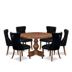 East West Furniture Irving 7-Piece Kitchen Table Set in Walnut Finish