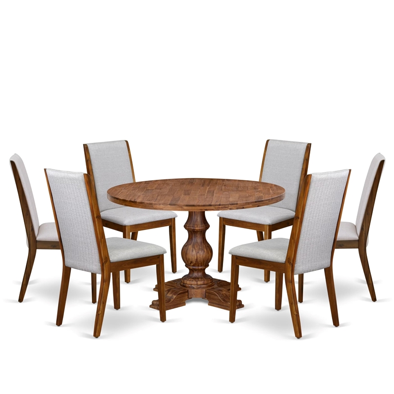 East West Furniture Irving 7-Piece Dining Table Set in Walnut Finish