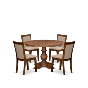 East West Furniture Irving 5-Piece Dining Table Set in Walnut Finish