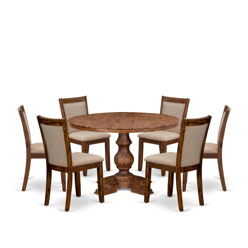 East West Furniture Irving 7-Piece Kitchen Table Set in Walnut Finish