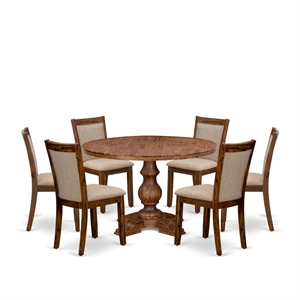 East West Furniture Irving 7-Piece Kitchen Table Set in Walnut Finish