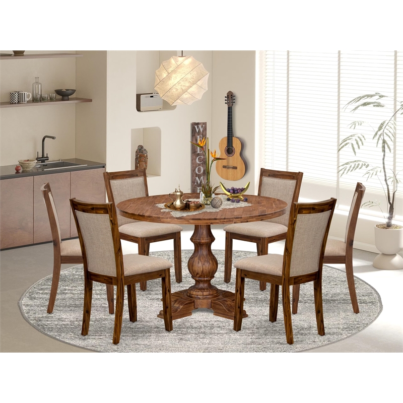 East West Furniture Irving 7-Piece Kitchen Table Set in Walnut Finish