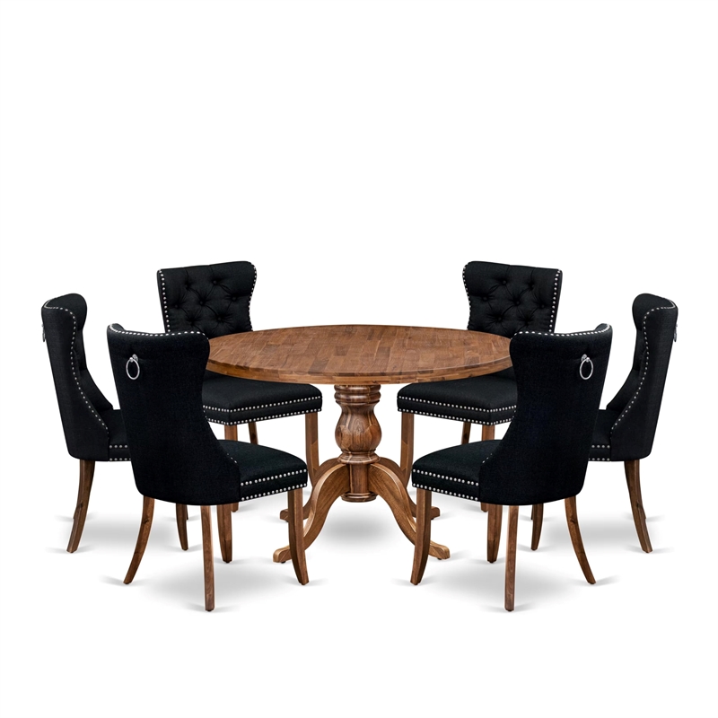 East West Furniture Irving 7-Piece Kitchen Table Set in Walnut Finish