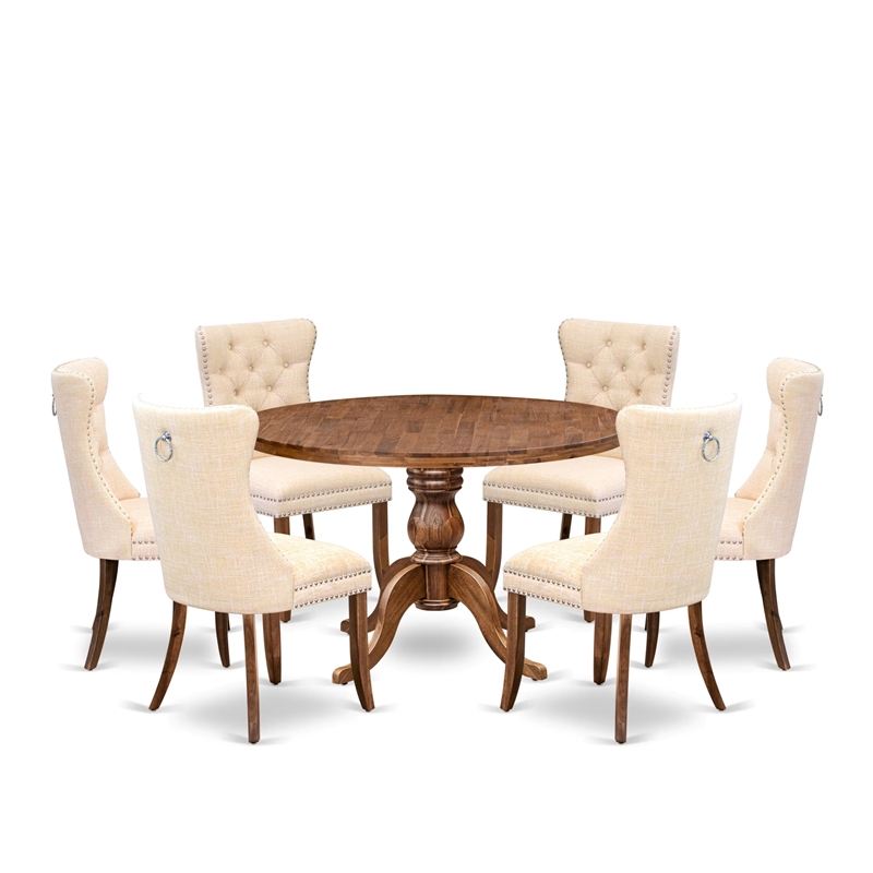 East West Furniture Irving 7-Piece Modern Dining Table Set in Walnut Finish