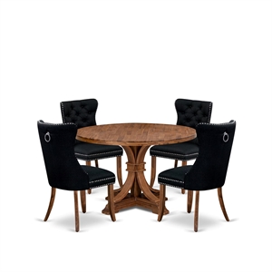 East West Furniture Irving 5-Piece Dining Table Set in Walnut Finish