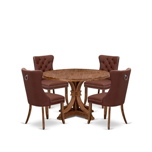 East West Furniture Irving 5-Piece Dining Room Table Set in Walnut Finish