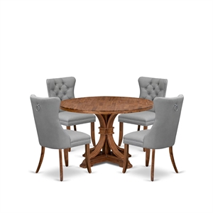 East West Furniture Irving 5-Piece Dining Room Table Set in Walnut Finish
