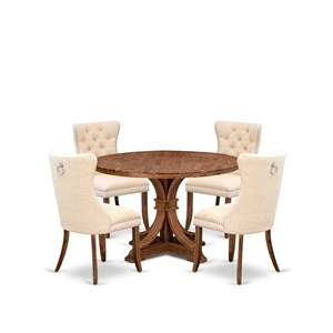 East West Furniture Irving 5-Piece Dining Table Set in Walnut Finish