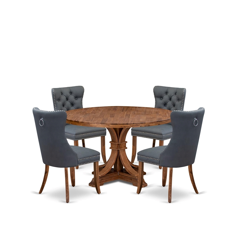 East West Furniture Irving 5-Piece Kitchen Dining Set in Walnut Finish
