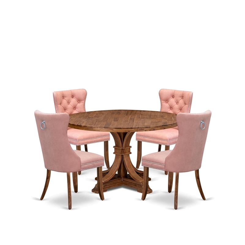 East West Furniture Irving 5-Piece Modern Dining Set in Walnut Finish
