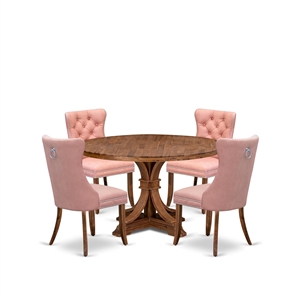 East West Furniture Irving 5-Piece Modern Dining Set in Walnut Finish
