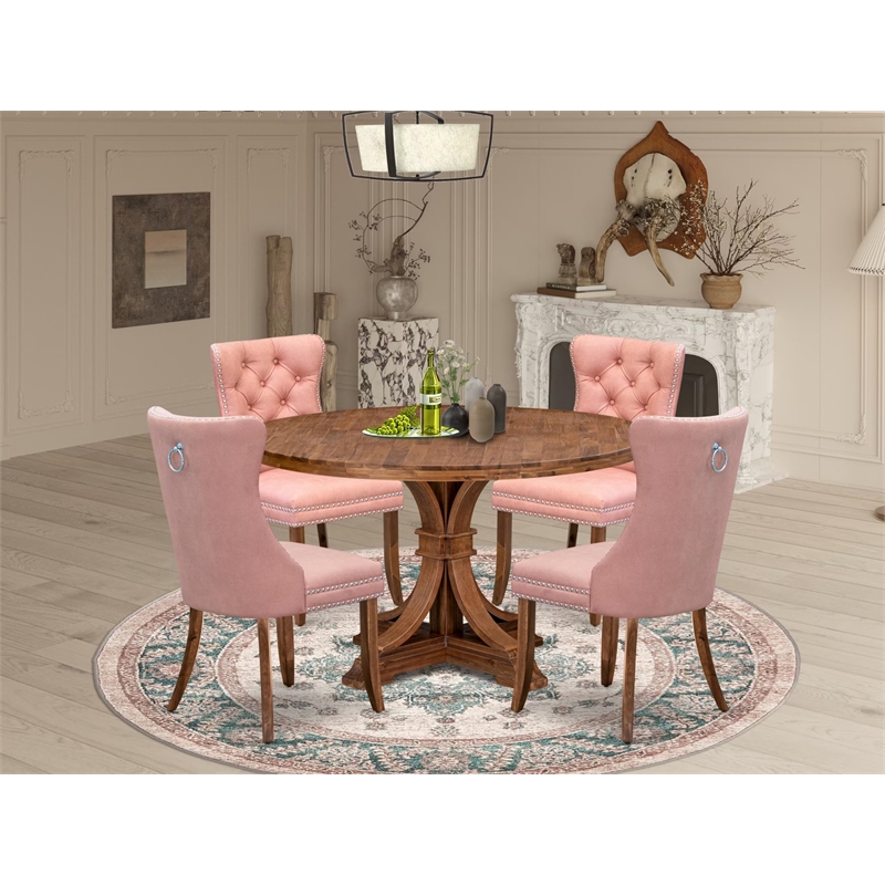 East West Furniture Irving 5-Piece Modern Dining Set in Walnut Finish