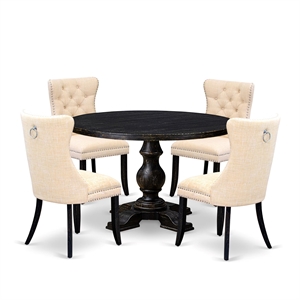 East West Furniture Irving 5-Piece Mid-Century Dinner Set in Black Finish