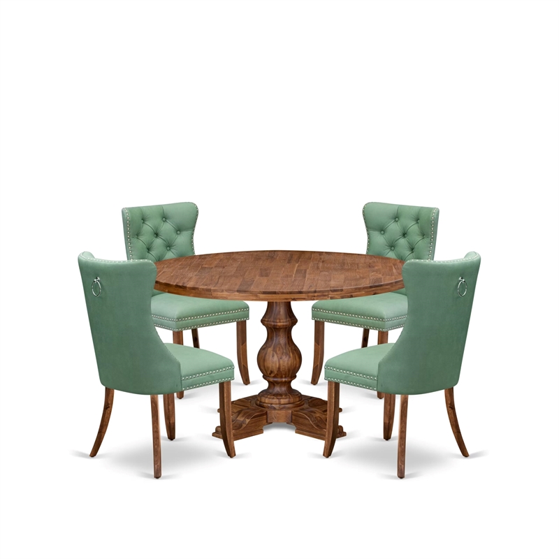 East West Furniture Irving 5-Piece Mid Century Modern Dining Set in Walnut