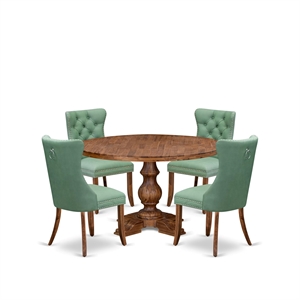 East West Furniture Irving 5-Piece Mid Century Modern Dining Set in Walnut